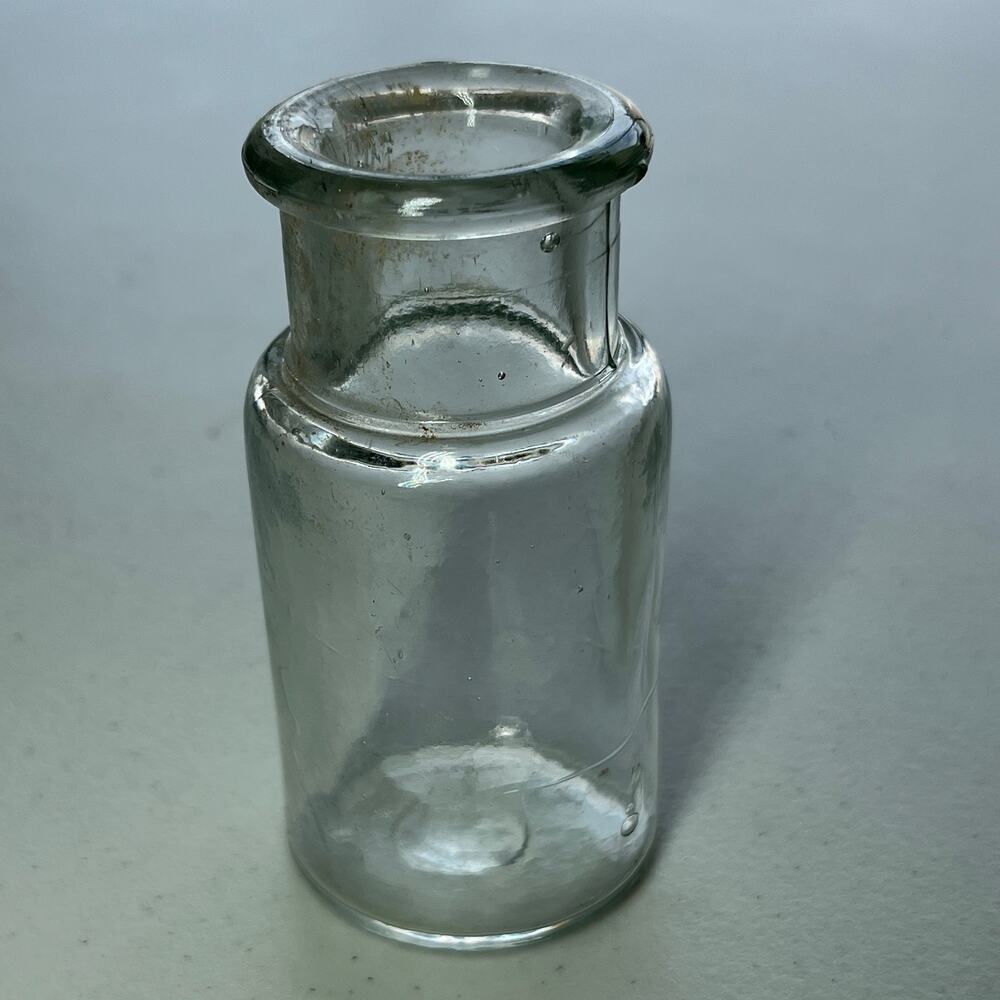 Antique Clear Glass Bottle with M Stamped on Bottom Medicine Vintage Maybe 1930s